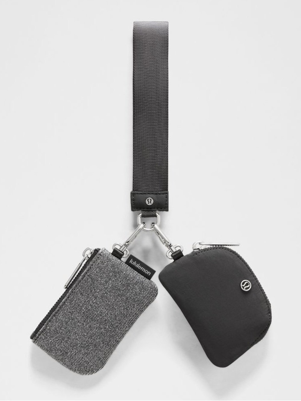 Lululemon Dual Pouch Wristlet
Glitter Gray Silver Zip Keychain Wallets